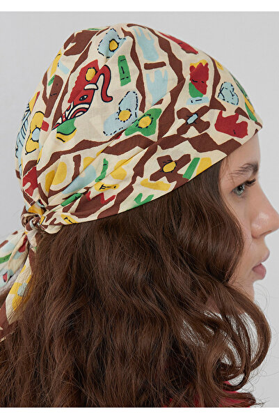 Mavi Fil Baskılı Ekru Bandana 1920306-33004