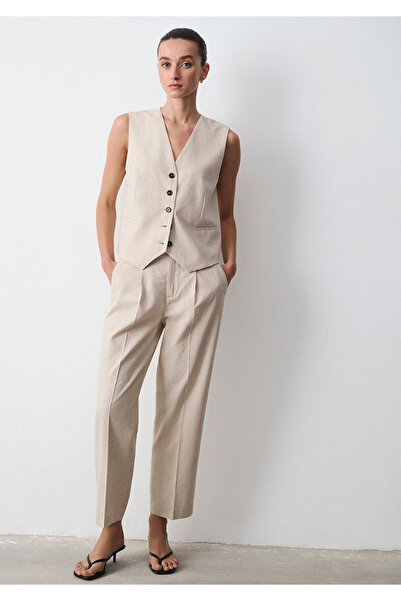 Mavi Linen Blend Beige Trousers 1011197-70331