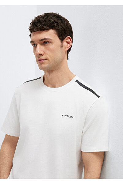 Mavi Black Shoulder Detailed Ecru T-Shirt Regular Fit / Normal Cut 0612689-70057