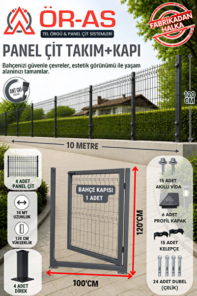 ÖR-AS TEL ÖRGÜ & PANEL ÇİT SİSTEMLERİ Panel Çit Takım ( 120 Cm Yükseklik 10 m...