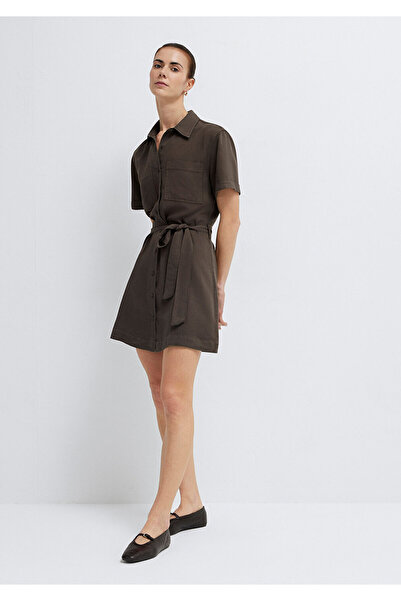 Mavi Kadin Kahve Dokuma Mini Elbise Chocolate Brown Elbise