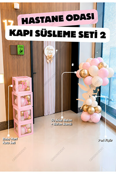 cansınevent Peri Figürlü Hastane Odası Süsleme Seti | Balon Standı • Pembe BA...