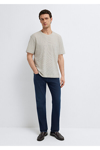Mavi Navy Blue Striped Ecru T-Shirt Loose Fit / Comfortable Cut 0613294-86623
