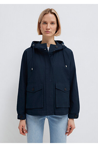 Mavi Kapüşonlu Lacivert Kısa Ceket Oversize / Geniş Kesim 1110625-82906