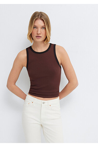 Mavi Brauner Sportshirt mit Paspelierung, figurbetonter Schnitt 1613980-87537