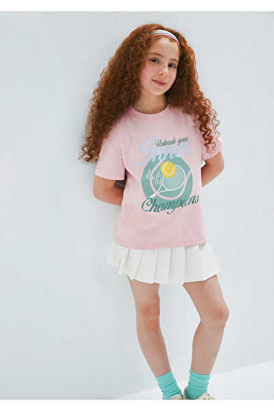 Mavi Tennis Printed Pink T-Shirt Loose Fit / Relaxed Fit 7610396-71007