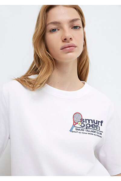 Mavi Smurfs Printed White T-Shirt Regular Fit / Normal Cut 1614040-620