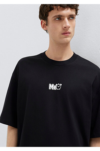 Mavi Me Baskılı Siyah Tişört Oversize / Geniş Kesim 0613377-900