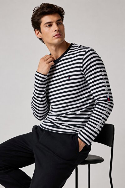 Tommy Hilfiger Organic Cotton Sleeve Embroidery Detail Long Sleeve Regular Fi...