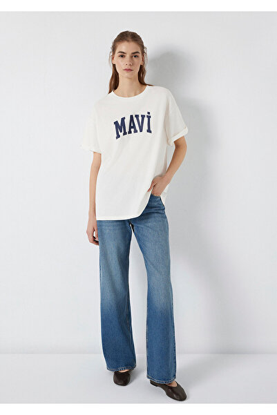Mavi Women's Logo Ecru T-Shirt 1600843-81964