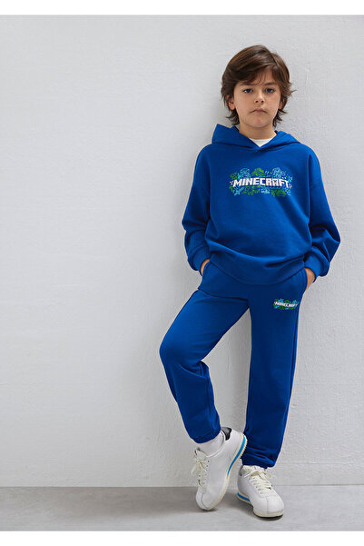 Mavi Minecraft Baskılı Kapüşonlu Sweatshirt 6S10180-70907