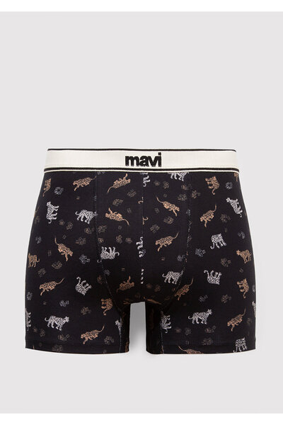 Mavi Kaplan Baskılı Siyah Boxer 0911982-900