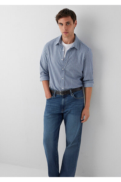 Mavi Cămașă tricotată cu dungi Slim Fit / Croială subțire 0211404-91333