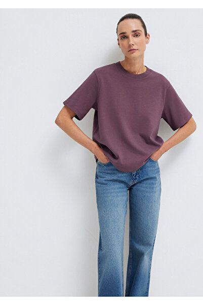 Mavi Mor Basic İnterlok Tişört Loose Fit / Bol Rahat Kesim 1613820-70260