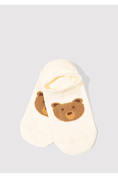 Mavi Bear Printed Ecru Ballerina Socks 1912780-70053