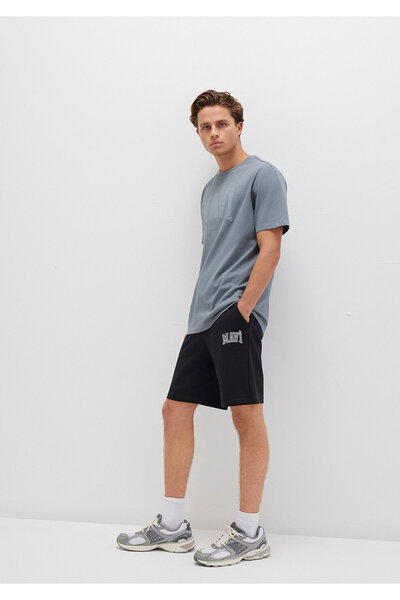 Mavi Pantaloni scurți cu imprimeu negru -0410224-900