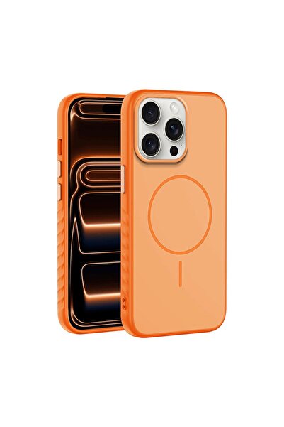 Zebana Apple iPhone 14 Pro Uyumlu Kılıf Mono M-Safe Silikon Kılıf Turuncu