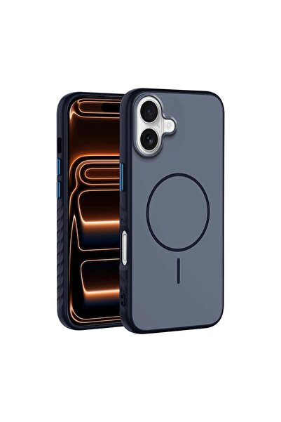 Zebana Apple iPhone 16 Plus Uyumlu Kılıf Mono M-Safe Silikon Kılıf Lacivert