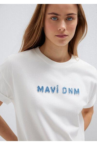 Mavi Bedrucktes Ecru-T-Shirt, lockere Passform / bequemer Schnitt 1613146-70057
