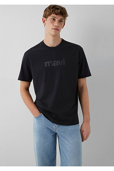 Mavi Logo Printed Black T-Shirt Loose Fit 0611807-900