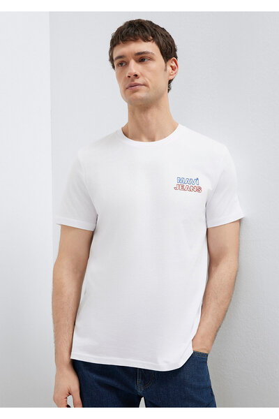 Mavi Jeans Printed White T-Shirt Slim Fit / Slim Fit 066841-620