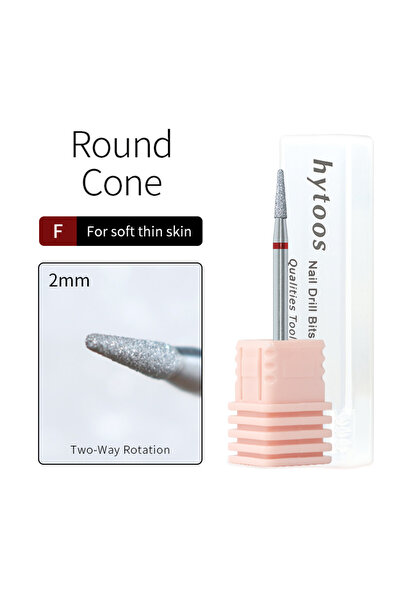 Choice1 L207-F(S) HYTOOS 2mm Round Cone Chrome Diamond Nail Drill Bits Safety...