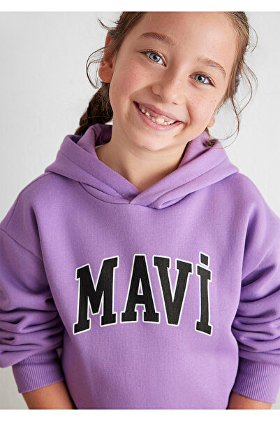 Mavi Lila Sweatshirt mit Kapuze und Logo-Print 7610035-70586