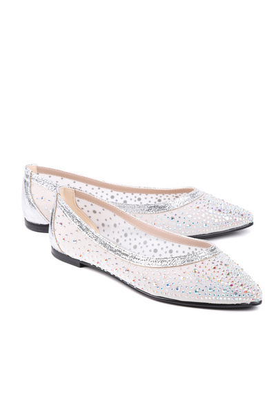 stato Poly Stone Detailed Transparent Stylish Women's Ballerinas