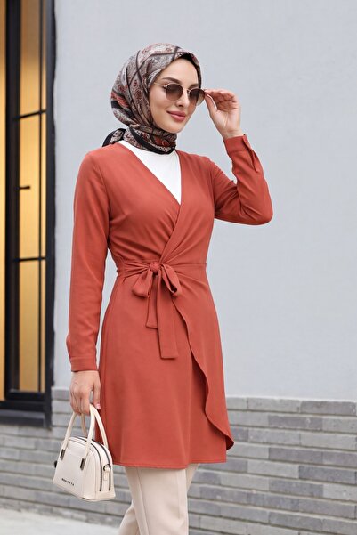 Modamorfo Double Breasted Neck Tie Frilly Dress