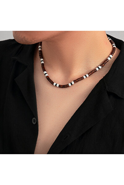 Choice S03 Trendy Small Wood Beads Necklace Men Vintage Short Beaded Chain Ch...