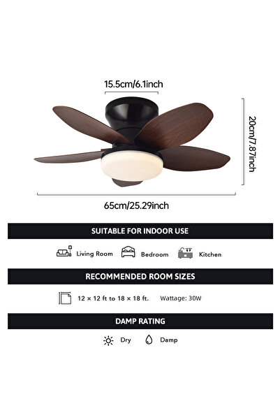 Choice1 85-265V Peach wood color 25 inch Ceiling Fans with Lights and Remote,...