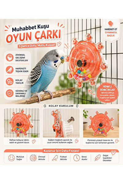 MİANNA Çıngıraklı Kuş Kafesi İçin Çark Oyuncağı ( Pembe )