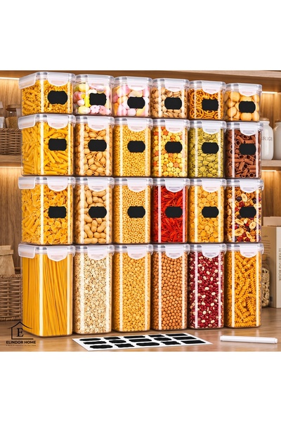 Elindor Set de 24 de recipiente Elindor® mari și mici, cu capace etanșe, fără...