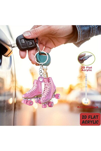 Choice Roller SkatesA 2D Roller Skates Keychain Vibrant Macaron Acrylic Decor...