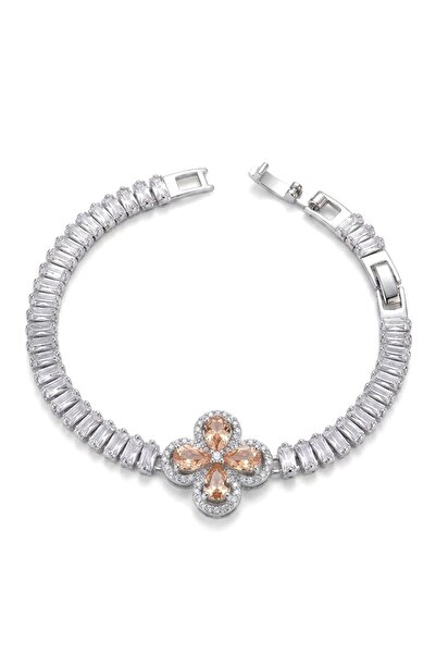Siya Silver Waterway Clover Model Women's Bracelet - Silver Color, 17+2 CM