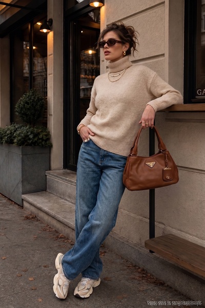 Lela Turtleneck Knitted Long Sweater Women's Sweater 4615018