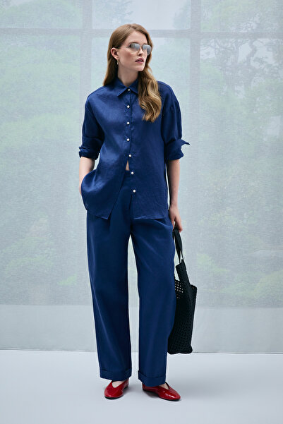 Lufian Navasa Women's Trousers Ink Navy Blue