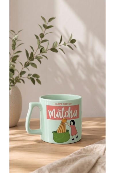 Eylül Design I Love You So Matcha Mint Yeşili Seramik Kupa Bardak (250 ml) Ma...