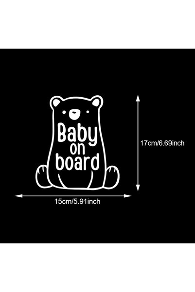 Choice TM51-White-15x17cm TM51# Bear Baby On Board Vinyl Decal Car Bumper Win...