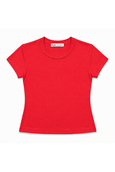 olleo studio Women's Basic Crew Neck Stretchy Short Sleeve Tshirt