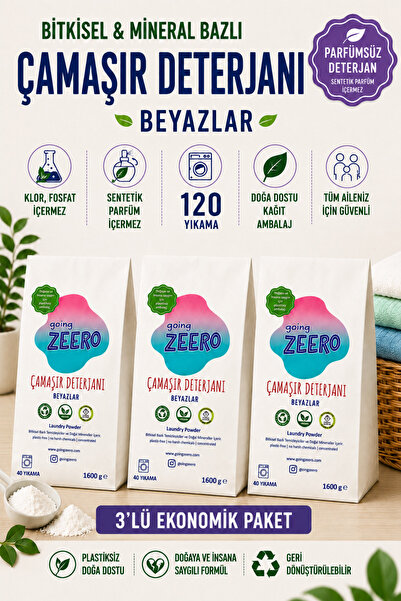 Going Zeero Çamaşır Makinesi Deterjanı - 3'lü Ekonomik Paket - 120 Yıkama