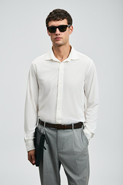 Lufian Carl Men's Basic Shirt Regular Fit White