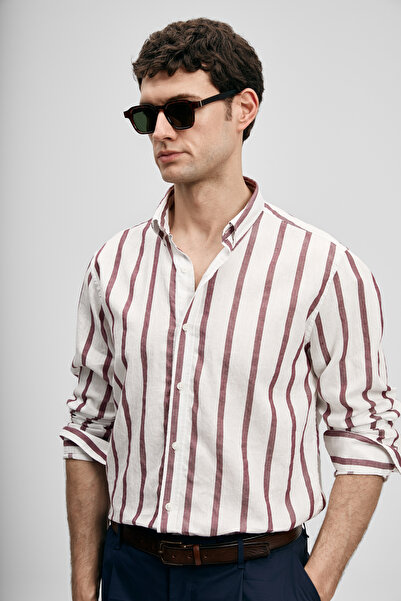Lufian Rıng Men's Basic Shirt Regular Fit Claret Red