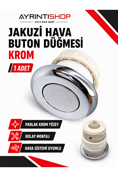 AYRINTISHOP Jakuzi Hava Buton Düğmesi Krom 1 Adet