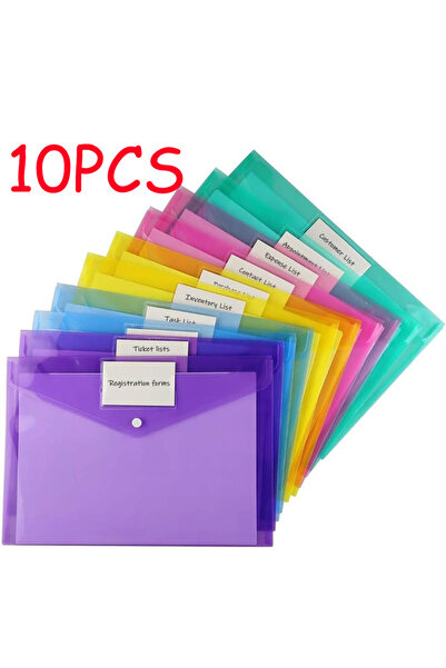 Choice1 10pcs Random Color 10/5pcs A4 Folders Plastic Envelopes Clear File Fo...