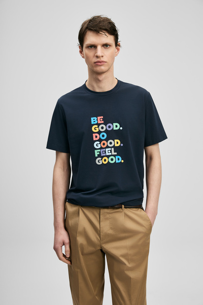 Lufian Tricou grafic modern, de bună calitate, albastru marin