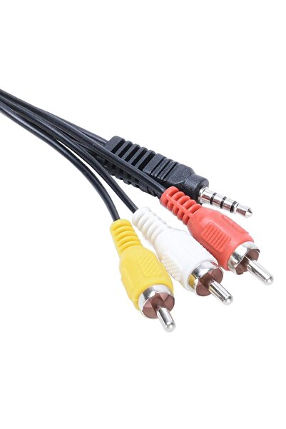 Temiz Pazar 3.5mm Stereo Erkek Jack - 3 RCA AV Kablo 1.2 Metre | Uydu Alıcısı, TV, Ses Sistemi Uyumlu