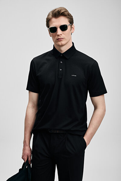 Lufian Tricou polo pentru bărbați Hudson Smart, negru