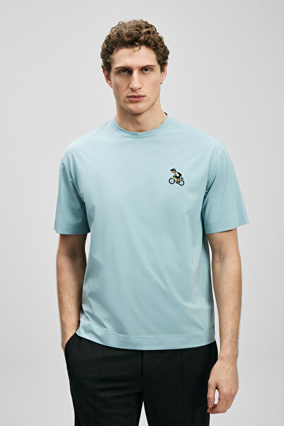 Lufian Tricou Mario Modern Graphic Verde Apă