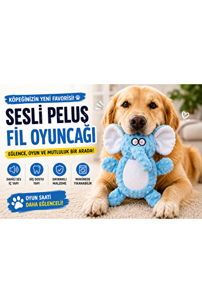 Köpek Oyuncağı Peluş Fil – Sesli Yumuşak Eğlenceli Köpek Oyuncağı